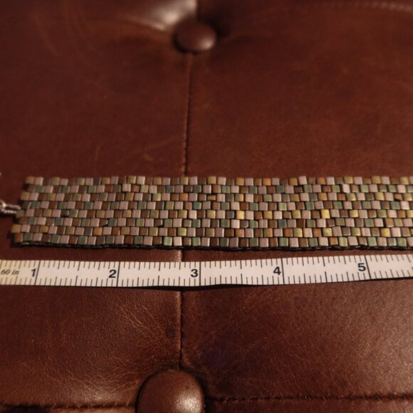 $80 cube bead artisan bracelet blue green grey silver toggle closure - Picture 12 of 12